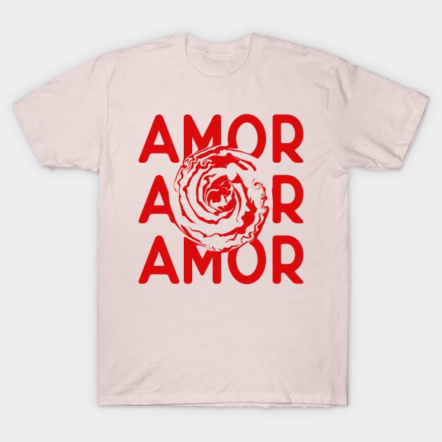 Amor typography red T-Shirt by theMstudio